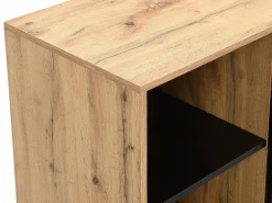 Vente-unique Escritorio extensible con tablero giratorio 360° en MDF natural y negro - PAVELO