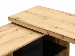 Vente-unique Escritorio extensible con tablero giratorio 360° en MDF natural y negro - PAVELO