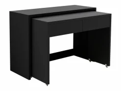 Discount ModernLuxe Escritorio extensible 110x40x78 cm - Escritorio + cómoda de cajones - Ruedas - Tablero robusto - Paneles de partículas - Negro