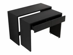 Discount ModernLuxe Escritorio extensible 110x40x78 cm - Escritorio + cómoda de cajones - Ruedas - Tablero robusto - Paneles de partículas - Negro