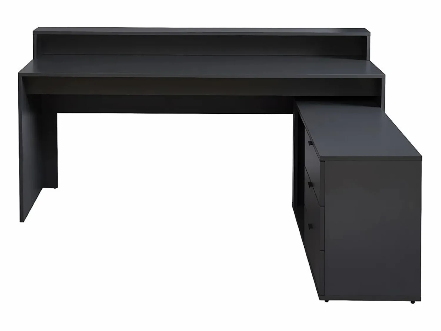 Vente-unique Escritorio gaming de esquina - Con LED - 3 cajones y 2 estantes - MDF - Gris - NEHA