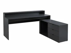 Vente-unique Escritorio gaming de esquina - Con LED - 3 cajones y 2 estantes - MDF - Gris - NEHA