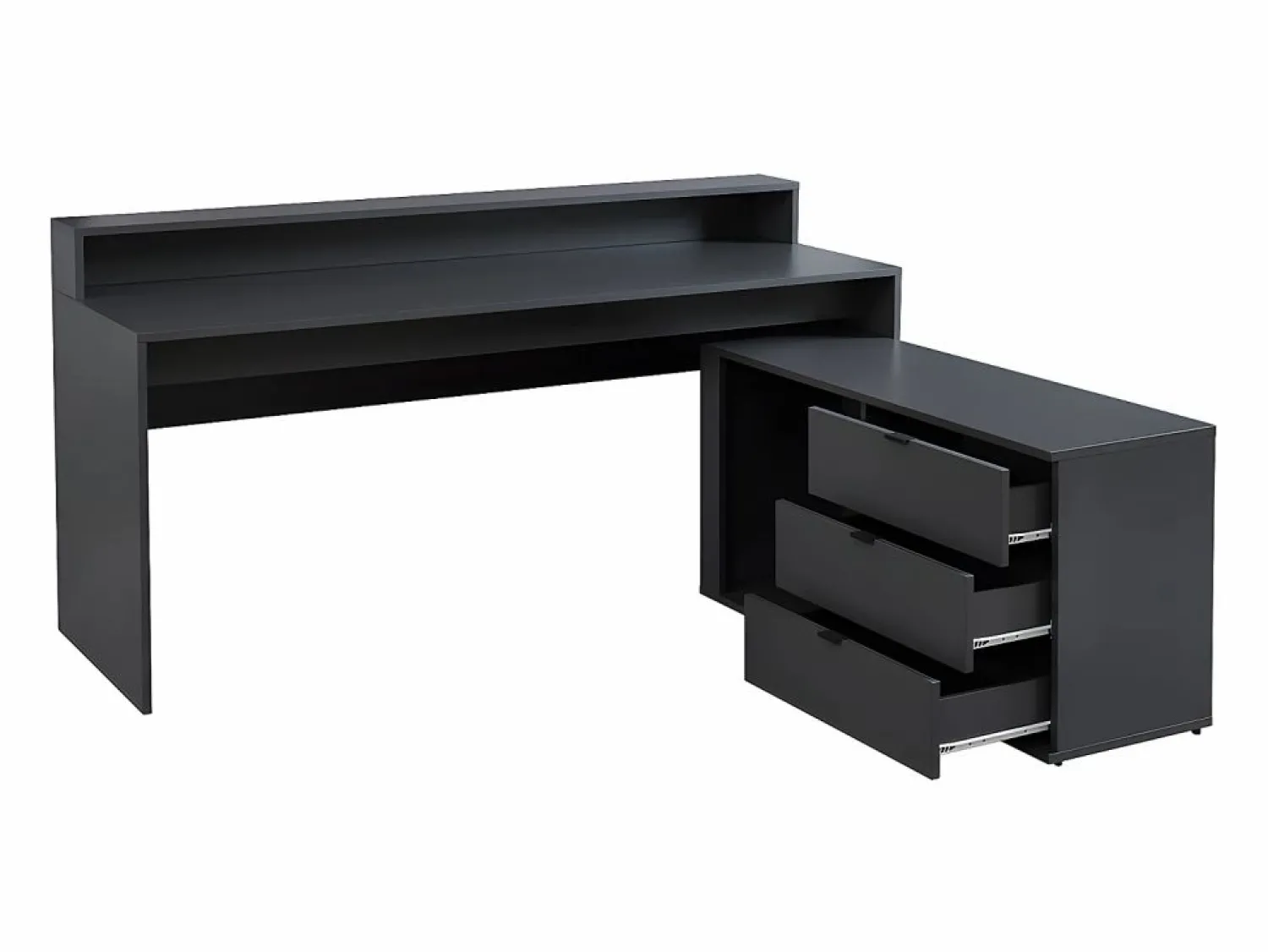 Vente-unique Escritorio gaming de esquina - Con LED - 3 cajones y 2 estantes - MDF - Gris - NEHA
