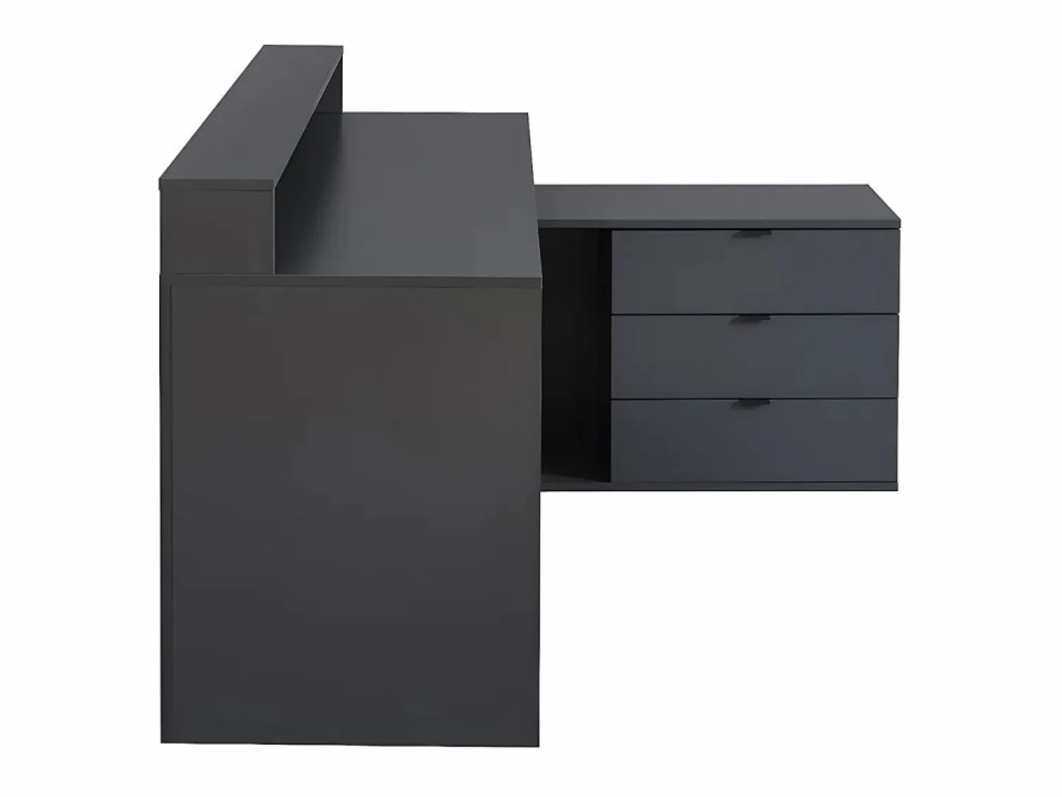 Vente-unique Escritorio gaming de esquina - Con LED - 3 cajones y 2 estantes - MDF - Gris - NEHA