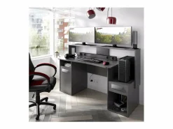 Clearance Escritorio gaming Fosk acabado grafito 84/97 cm(alto)153,5 cm(ancho)62/69 cm(fondo) Mesa Gaming