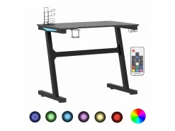Outlet Clicnbuy Escritorio gaming LED con patas en forma Z 90x60x75 cm Negro