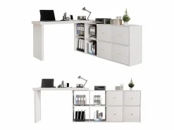 ModernLuxe Escritorio giratorio 360° - con 4 cajones - 4 separadores - en MDF -