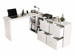 Best Escritorio giratorio de 360° - 140 x 120 x 78 cm - En forma de L o vertical - con 4 cajones - MDF - Escritorio Rinconero
