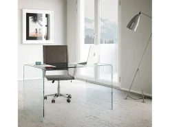 Online ITAMOBY Escritorio Glassy de cristal curvado 100x60x75 cm Transparente