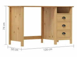 Online Clicnbuy Escritorio Hill con 3 cajones madera de pino 120x50x74 cm Marru00f3n