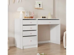 Merax Escritorio infantil sencillo - 120 x 45 x 74 cm - con 5 cajones - MDF - Blanco