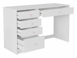 Merax Escritorio infantil sencillo - 120 x 45 x 74 cm - con 5 cajones - MDF - Blanco