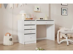Merax Escritorio infantil sencillo - 120 x 45 x 74 cm - con 5 cajones - MDF - Blanco