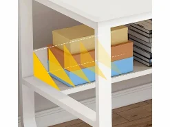 Hot Escritorio informático escandinavo de 100 cm con grandes estantes integrados, diseño moderno y ergonómico Blanco