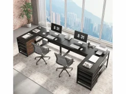 Escritorio informático en forma de L con cajones de almacenamiento, escritorio de oficina en forma de L reversible Mesa De Ordenador