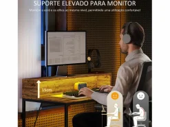 Homcom Escritorio Karlen estación de carga + estante elevado marrón 90,5x100x50 cm