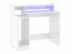 New Clicnbuy Escritorio LED madera contrachapada brillo 97x45x90 cm Blanco