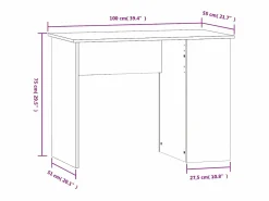New Clicnbuy Escritorio madera contrachapada brillante 100x55x75 cm Blanco