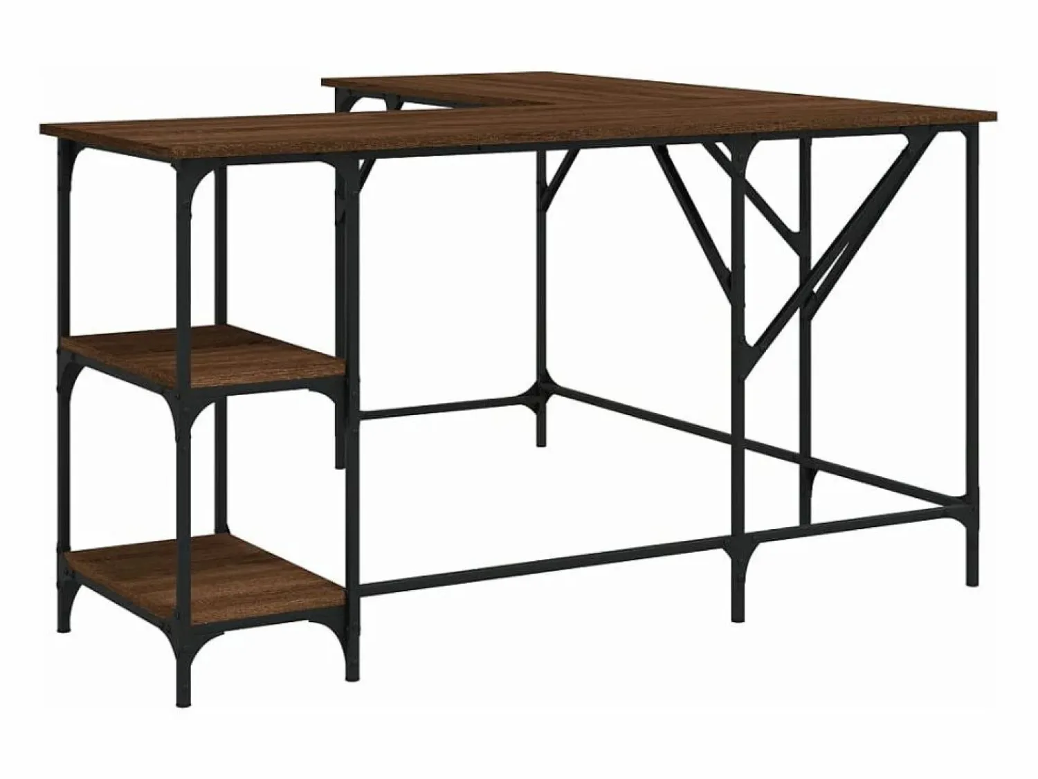 Escritorio madera de ingeniería roble marrón 139x139x75 cm ES329241
