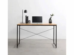 Escritorio mesa industrial 150x60 madera acero para estudio y oficina Wootop