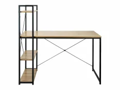 New Escritorio Metálico con Estantería 3 Baldas de Madera Ozra 120x160x70cm 7house Mesa De Ordenador
