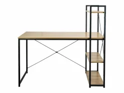 New Escritorio Metálico con Estantería 3 Baldas de Madera Ozra 120x160x70cm 7house Mesa De Ordenador