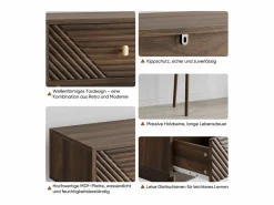 Escritorio Mid-Century, 2 cajones, MDF, nogal (100x35x80 cm)