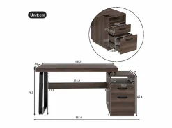 Best Escritorio moderno para computadora en MDF+Metal - con almacenamiento abierto y 2 cajones - Marrón - 161x54x76,3cm Mesa De Ordenador