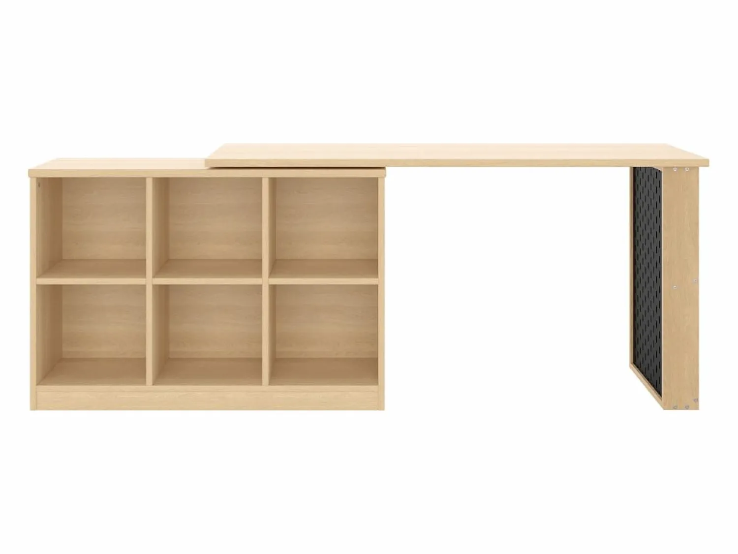 Discount Escritorio multifuncional, con estantes y armarios, forma variable, tablero grueso, MDF, color natural (140x104x75 cm) Marru00f3n
