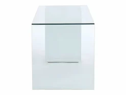 Online Vente-unique Escritorio MURIEL - Cristal templado y MDF - Blanco Transparente / Blanco