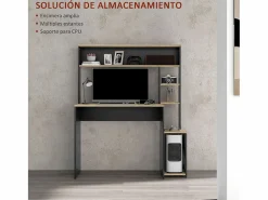 Homcom Escritorio Oslo 5 estantes con soporte negro 138x114x45 cm