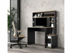 Homcom Escritorio Oslo 5 estantes con soporte negro 138x114x45 cm