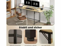 DripeX Escritorio para computadora plegable - con patas ajustables de metal - roble y negro - 170x58x78cm
