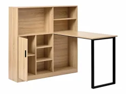 Clearance Escritorio para computadora con almacenamiento - 1 puerta y 7 nichos - patas de hierro - MDF - 120x50x120cm Mesa De Ordenador
