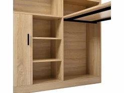 Clearance Escritorio para computadora con almacenamiento - 1 puerta y 7 nichos - patas de hierro - MDF - 120x50x120cm Mesa De Ordenador