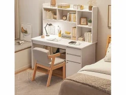 Online Escritorio para jóvenes con ordenador mesa con estantería estantes cajones Blanco