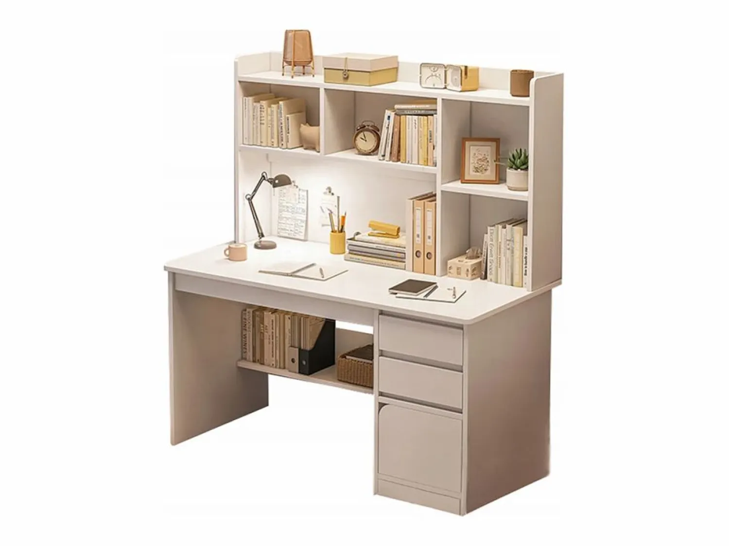 Online Escritorio para jóvenes con ordenador mesa con estantería estantes cajones Blanco