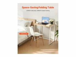 Escritorio para Ordenador SucceBuy Plegable 80 cm, Mesa de Oficina para Computadora Plegable para Espacios Pequeños, Estación de Trabajo en Tablero