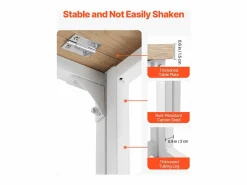 Escritorio para Ordenador SucceBuy Plegable 80 cm, Mesa de Oficina para Computadora Plegable para Espacios Pequeños, Estación de Trabajo en Tablero
