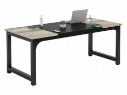 Tribesigns Escritorio para portátil, mesa, mesa de estudio para teletrabajo, puesto de trabajo para oficina, dormitorio, fácil montaje ( vintage/negro, 180 x 80 x 75 cm)