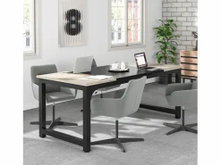 Tribesigns Escritorio para portátil, mesa, mesa de estudio para teletrabajo, puesto de trabajo para oficina, dormitorio, fácil montaje ( vintage/negro, 180 x 80 x 75 cm)