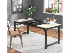 Tribesigns Escritorio para portátil, mesa, mesa de estudio para teletrabajo, puesto de trabajo para oficina, dormitorio, fácil montaje ( vintage/negro, 180 x 80 x 75 cm)