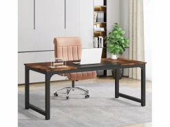 Online Escritorio para portátil, mesa, escritorio de estudio para oficina en casa, estación de trabajo para oficina, dormitorio, fácil de montar, 160 x 80 x 75 cm (marrón rústico + negro) Mesa De Ordenador