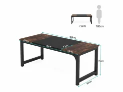 Discount Tribesigns Escritorio para portátil, Mesa, Escritorio para teletrabajo, Puesto de trabajo para oficina, 180 x 80 x 75 cm Marru00f3n