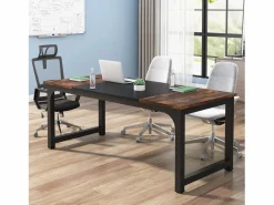 Discount Tribesigns Escritorio para portátil, Mesa, Escritorio para teletrabajo, Puesto de trabajo para oficina, 180 x 80 x 75 cm Marru00f3n