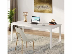 Hot Tribesigns Escritorio para portátil, mesa, mesa de estudio para teletrabajo, puesto de trabajo para oficina, dormitorio, fácil montaje (, 160 x 80 x 75 cm) Blanco