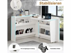 Sale Merax Escritorio plegable con cargador inalámbrico - 115 x 51 x 93 cm - Aparador y escritorio 2 en 1 - aglomerado - Blanco