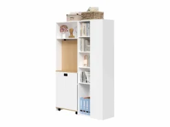 New Merax Escritorio plegable con estantes + USB - 104 x 30,5 x 160 cm - Librería y escritorio 2 en 1 - MDF - Blanco