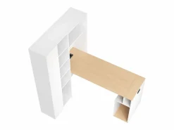 Sale ModernLuxe Escritorio plegable con estantes integrados - Librería + escritorio - Toma eléctrica y puerto USB - Estantes ajustables - Blanco