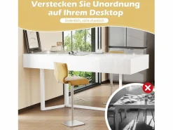 Sale Escritorio plegable multifunción con enchufe europeo - MDF, negro y roble, con espacio de almacenamiento (120x50x76 cm) Escritorio Secreter